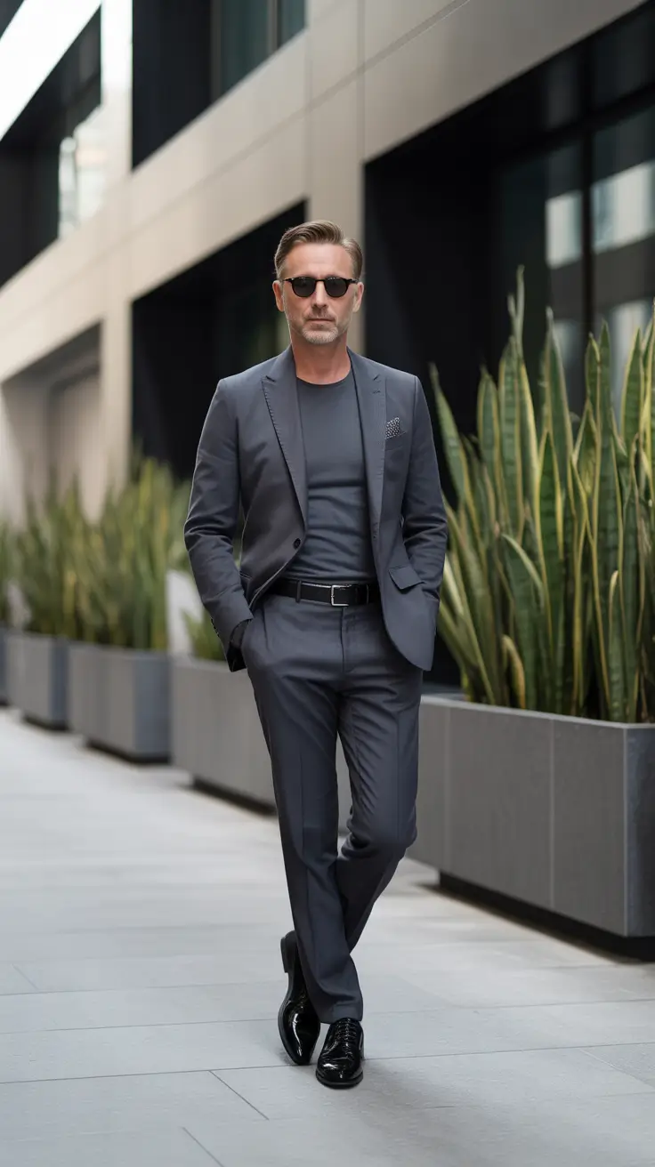 Casual outfits for men over 50 in 2026 - Modern Monotone Suiting For Smart Casual Work