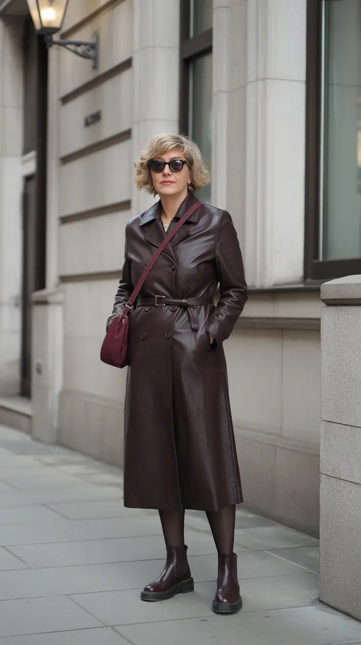 Casual outfits for women over 40 in 2026 - Chocolate Trench With Low Chelsea Boots