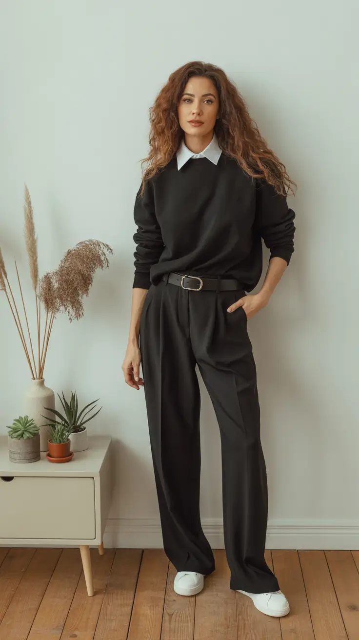 Stylish outfit ideas 2026 - Monochrome Prep With Soft Sneakers