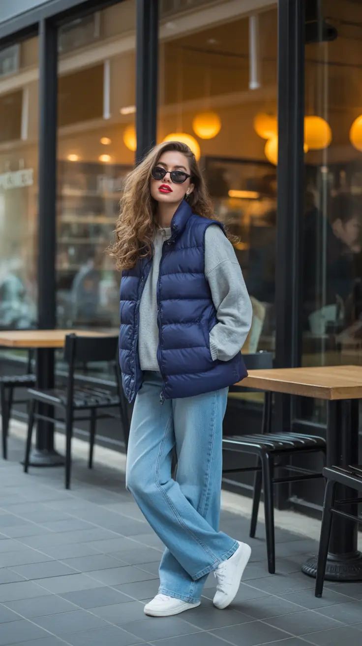 Stylish outfit ideas 2026 - Cozy City Puffer With Wide Denim