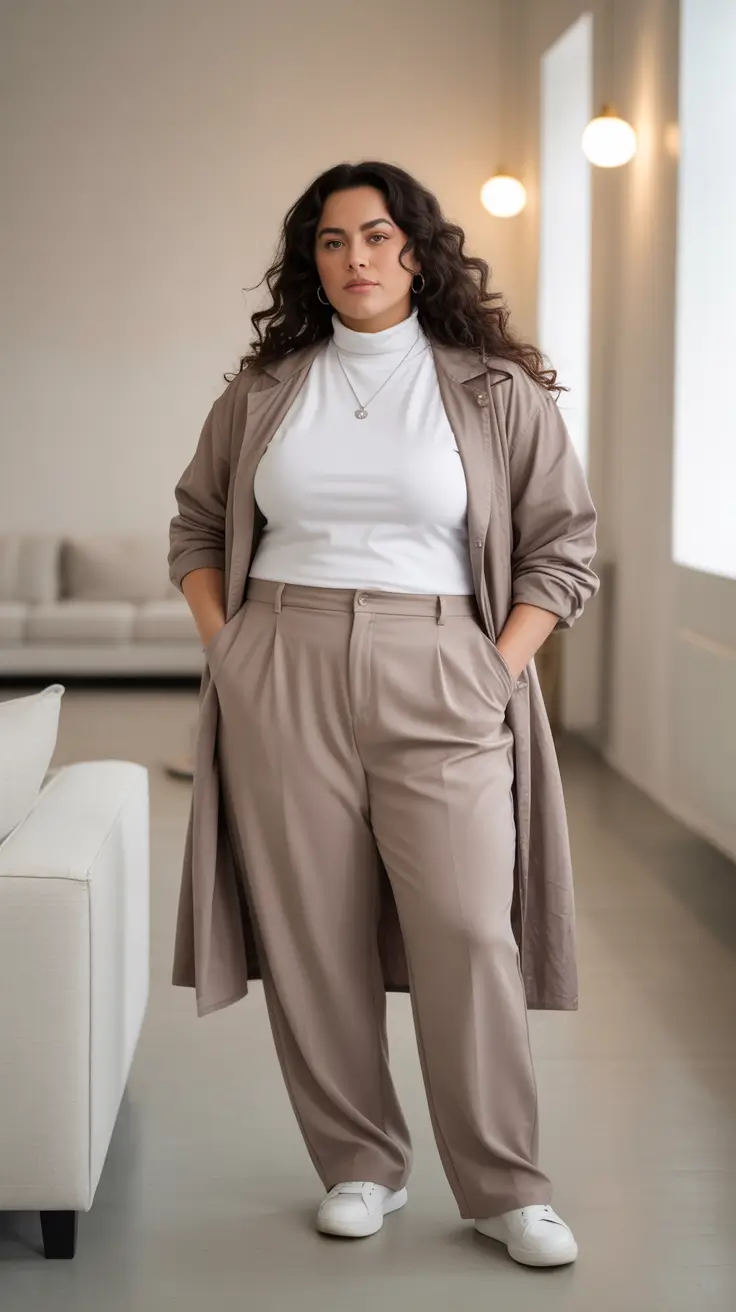 outfits for Plus-size women ideas 2026 + Tailored Taupe Monochrome, Soft Power