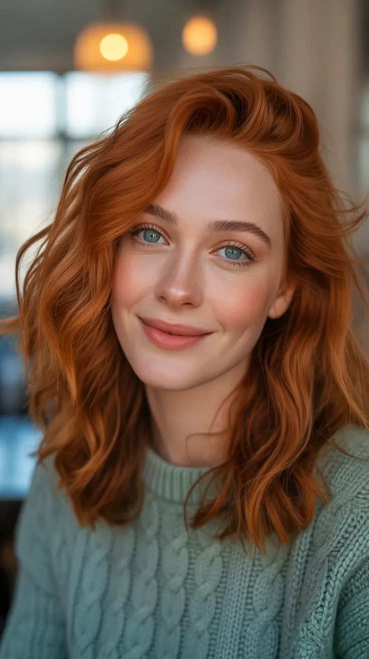 Bold red hair colors 2026 - glossy, high-impact - Light Copper City-Lob With Easy Movement