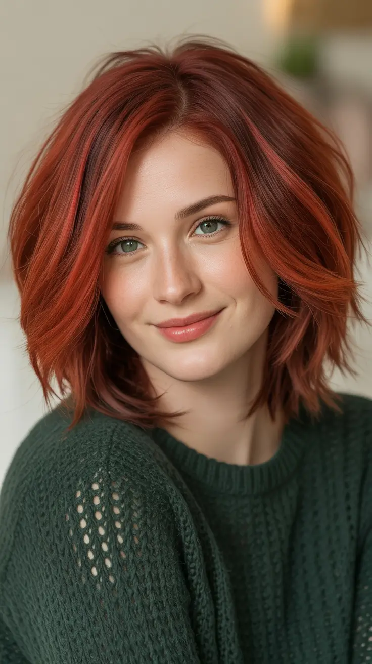 Bold red hair colors 2026 - glossy, high-impact - Cinnamon Copper Shag For Cozy Seasons