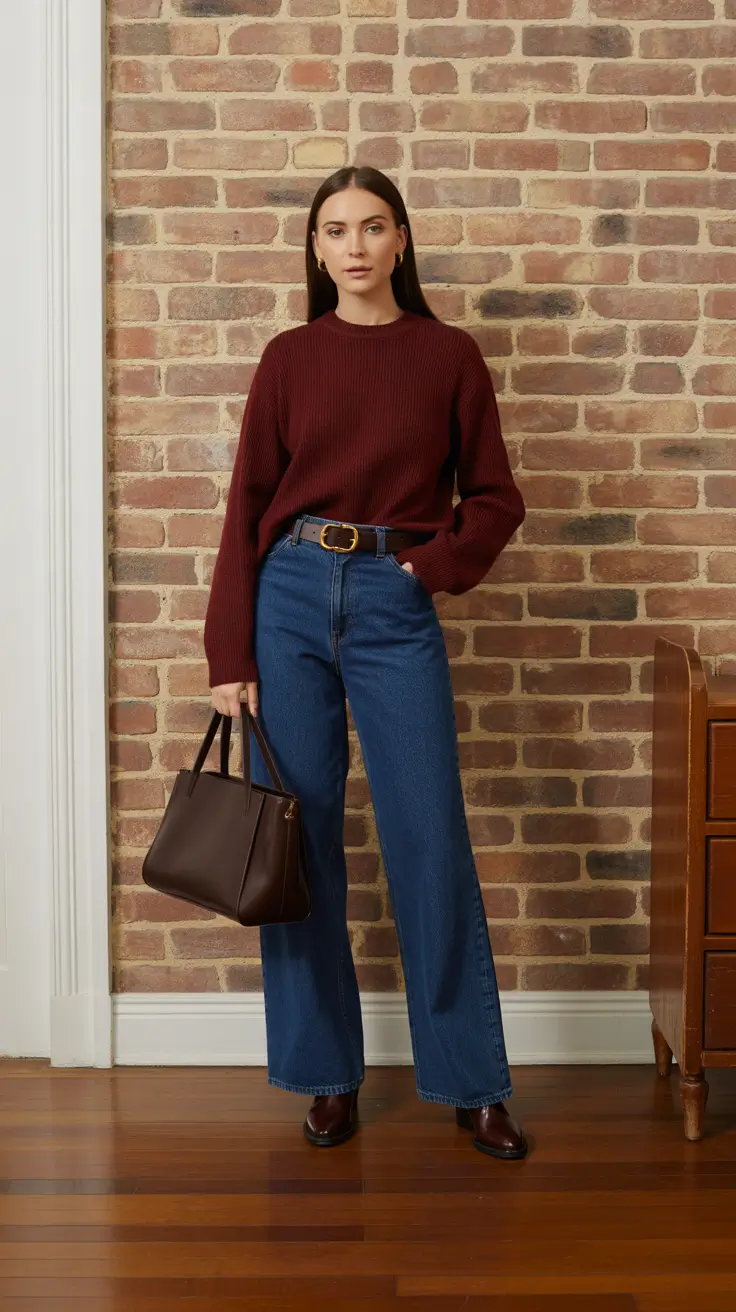 trendy outfits Deep Red Knit For Cozy Days