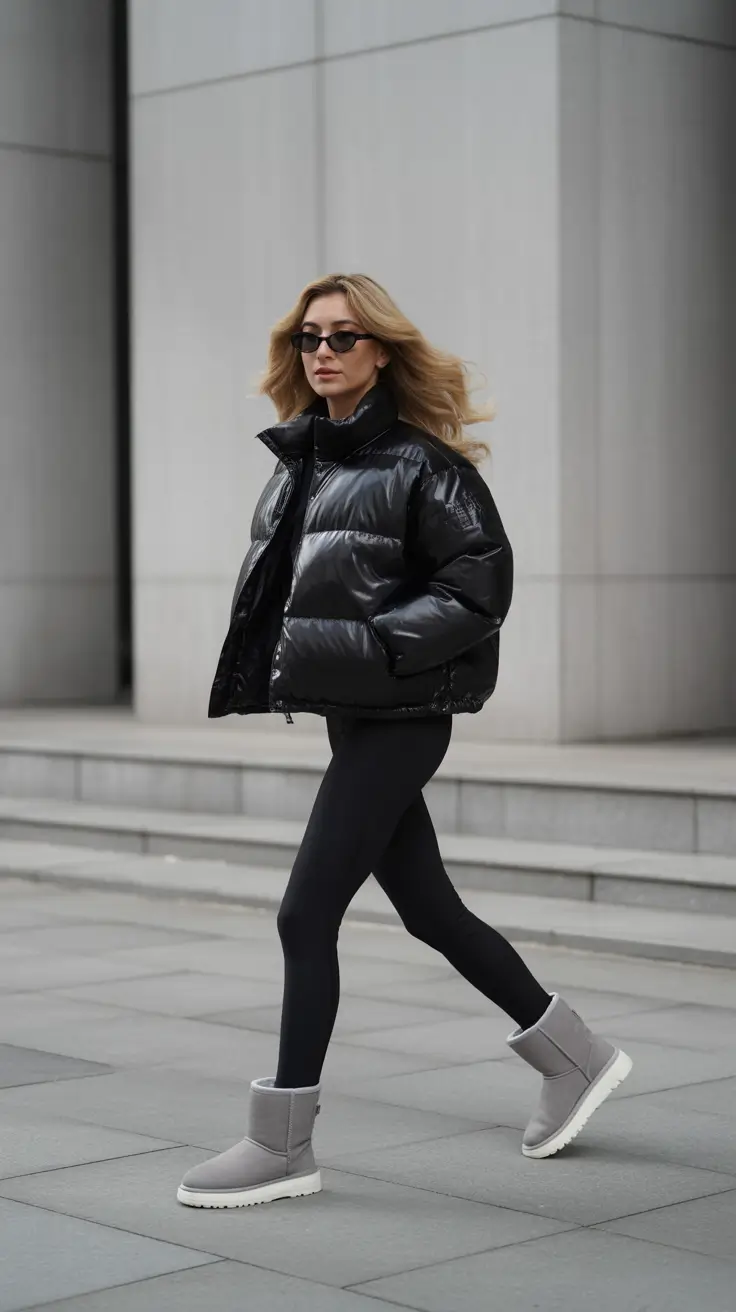 Cute Ugg outfits 2026 - Glossy Puffer + Graphite Minis For Fast Errands