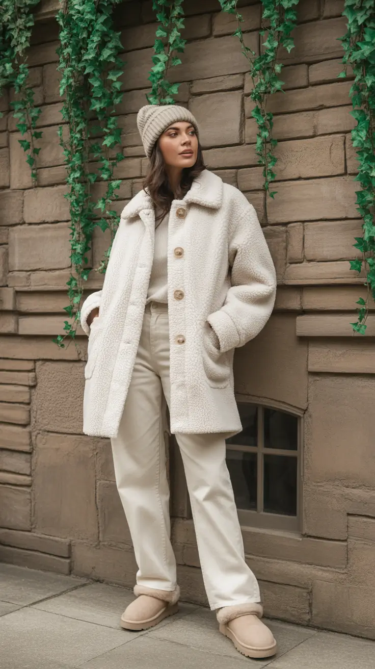 Cute Ugg outfits 2026 - Monochrome cream that reads luxe