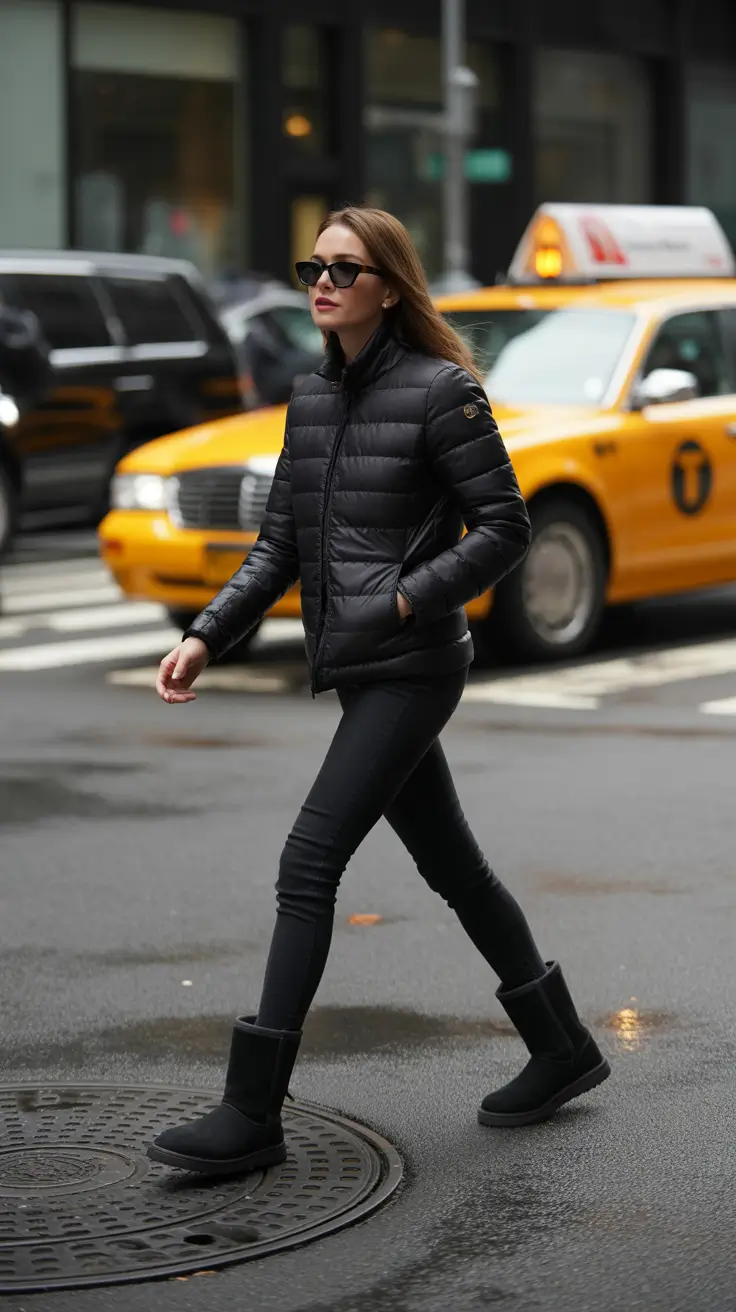 Cute Ugg outfits 2026 - All-Black City Layers With Sleek Minis