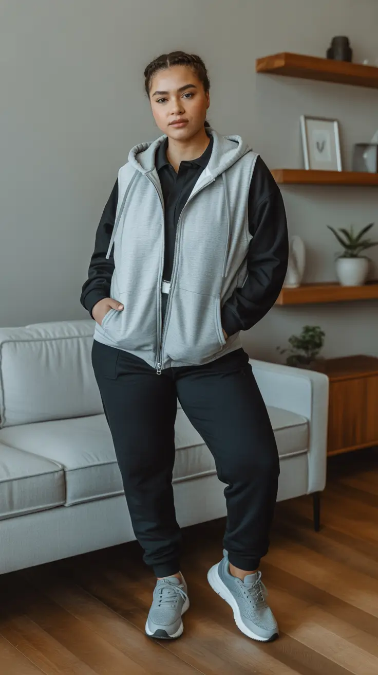 Trendy women workout outfits 2026 - Streamlined hoodie and sleeveless zip layer