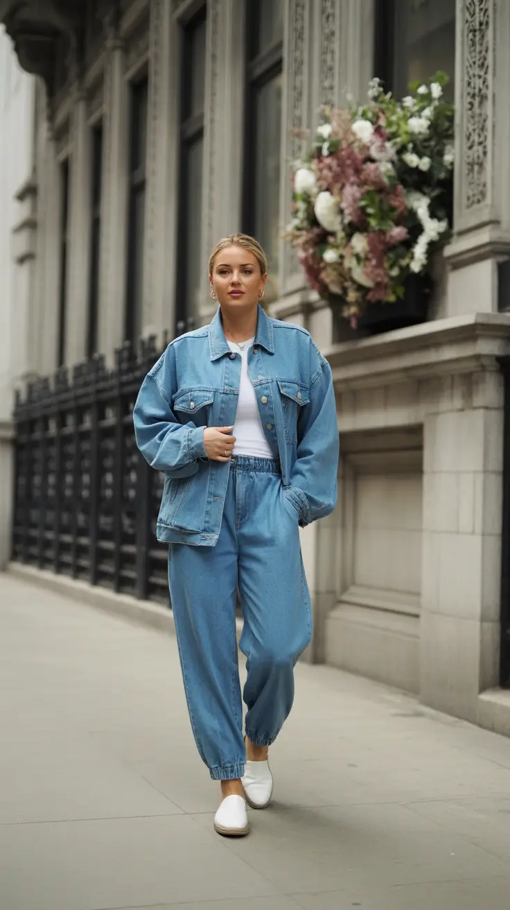 Trendy y2k outfits 2026 - Oversized Denim Set With Relaxed Joggers
