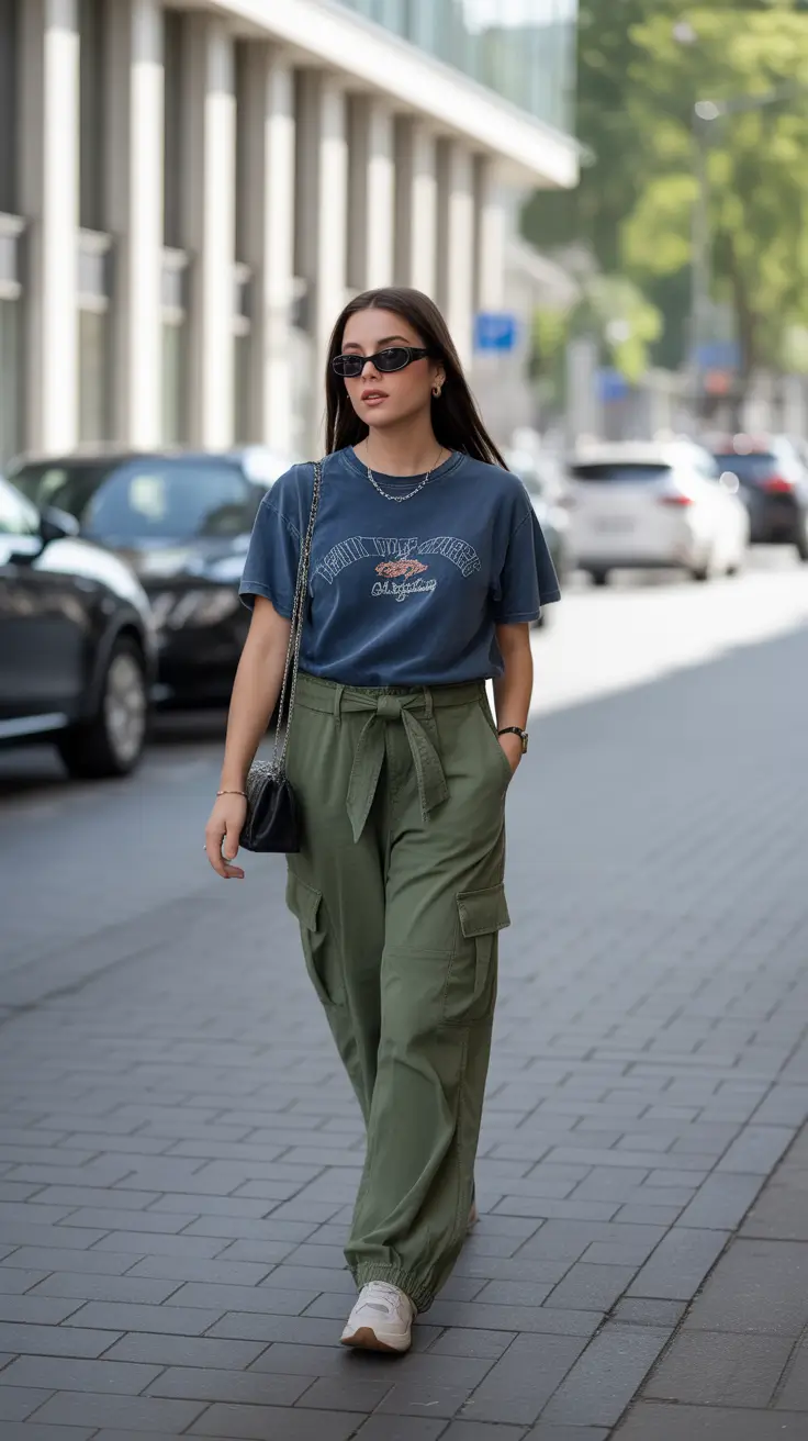 Trendy y2k outfits 2026 - Graphic Tee And Cargo Revival