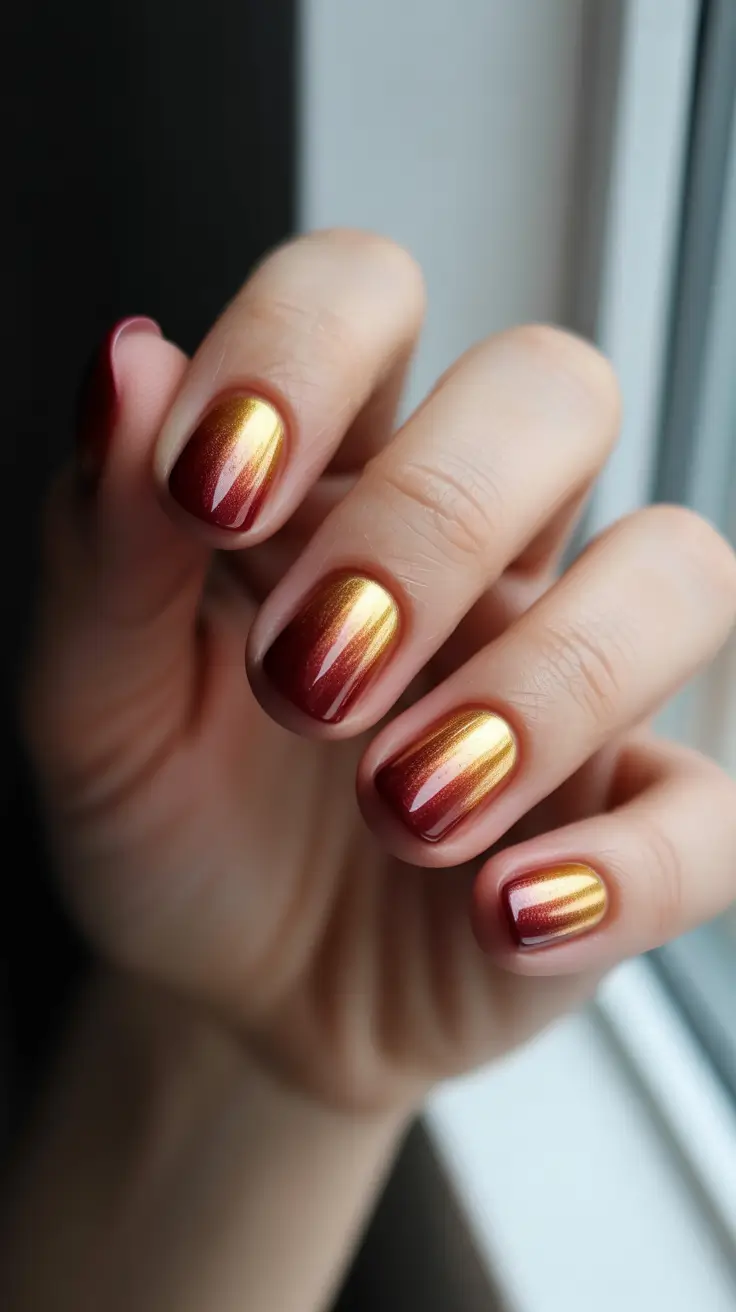 birthday nails 2026 Sunset Chrome Glow Short Nails