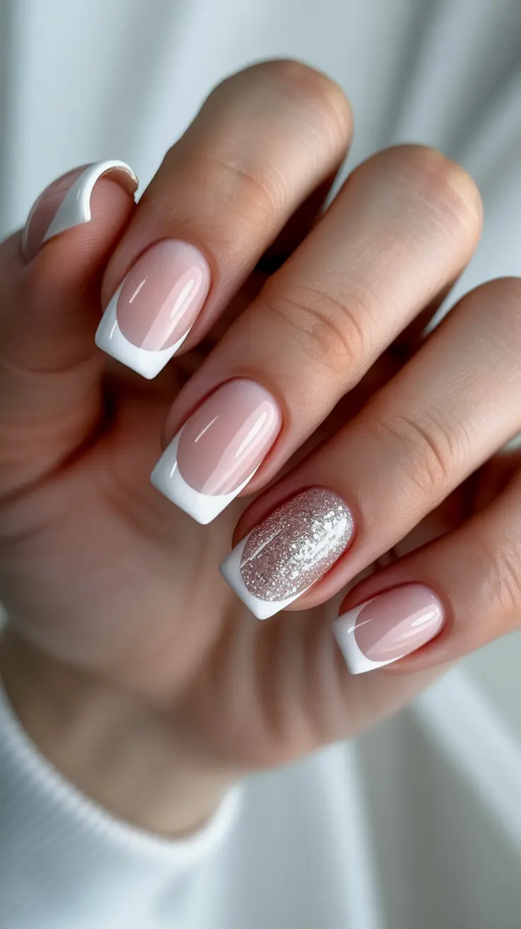 birthday nails 2026 Classic French With Birthday Sparkle