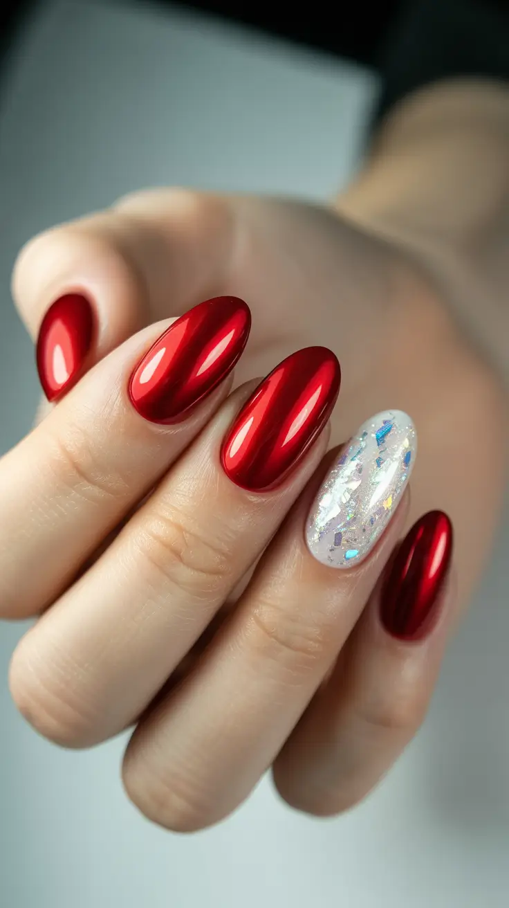 birthday nails 2026 Chrome Red Almond Birthday Drama
