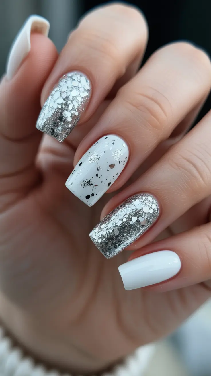birthday nails 2026 Silver Ice Square Celebration