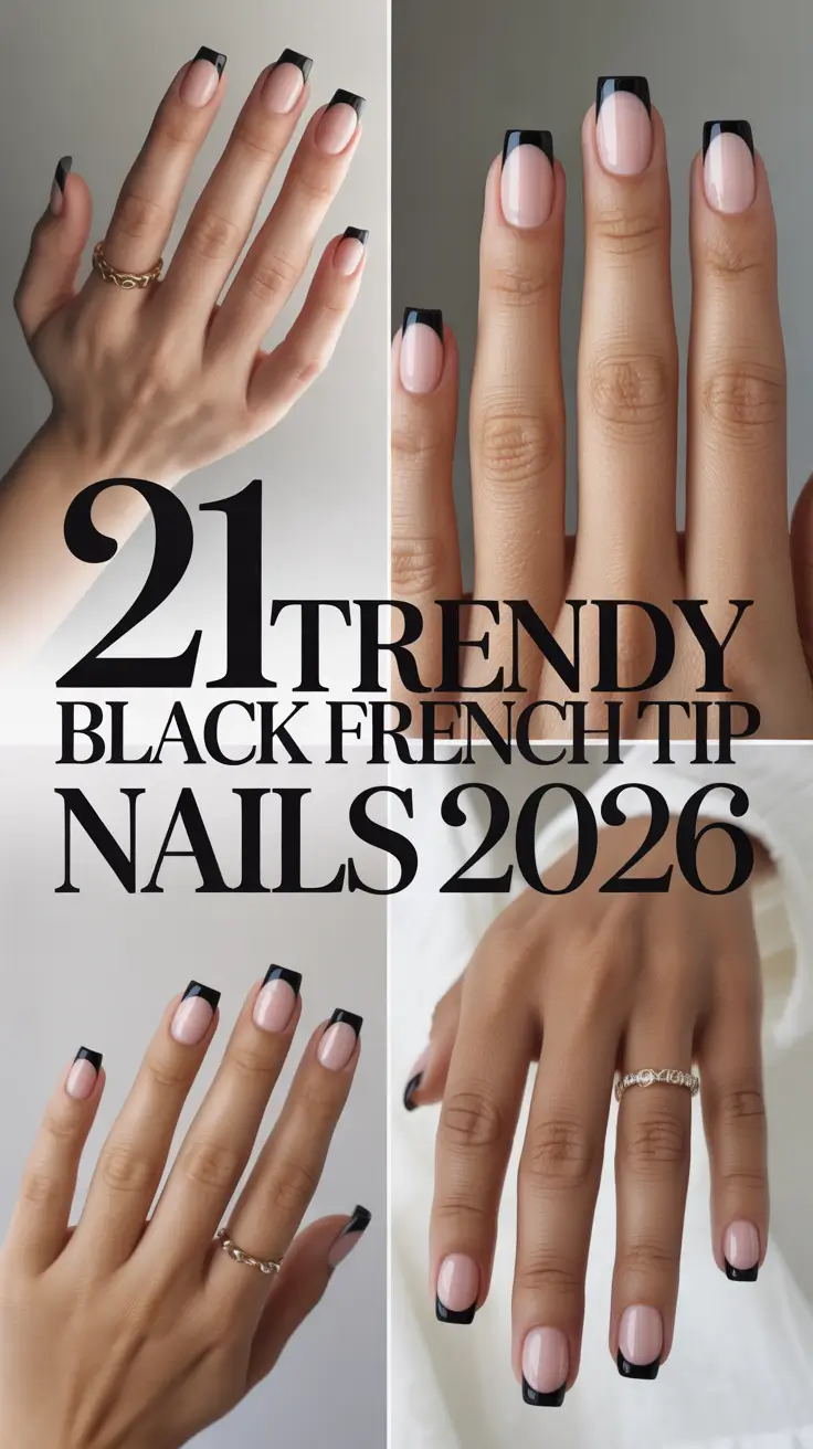 Trendy Black French Tip Nails 2026 - Chic Designs, Shapes And Inspo