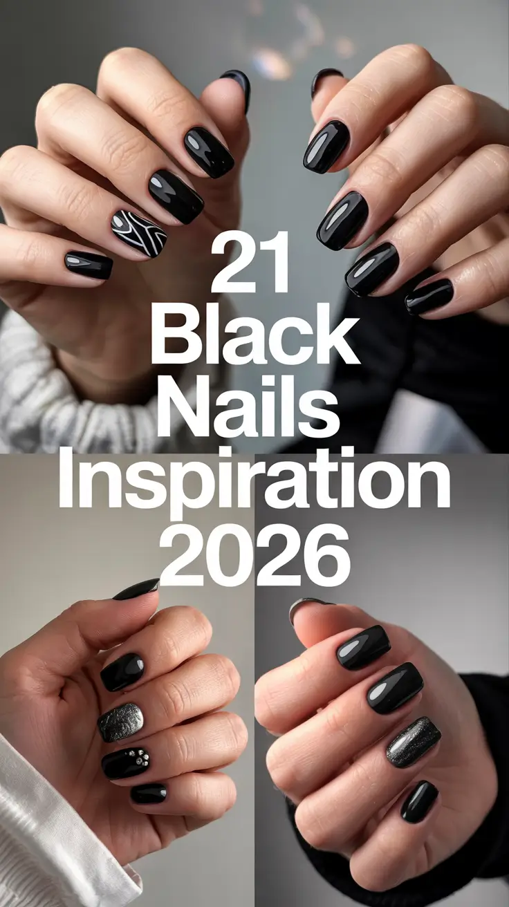 Black Nails Inspiration 2026: Trendy Black Nails Design Ideas