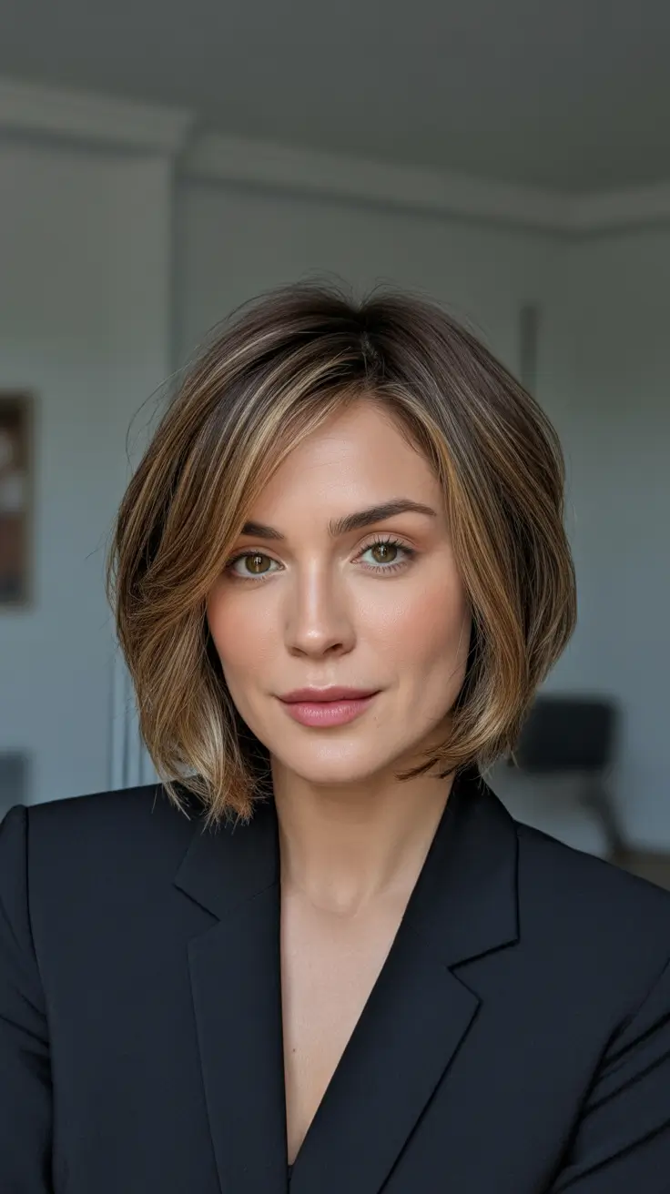 Modern Bob Haircut Styles 2026 - Polished Office Bob With Subtle Highlights