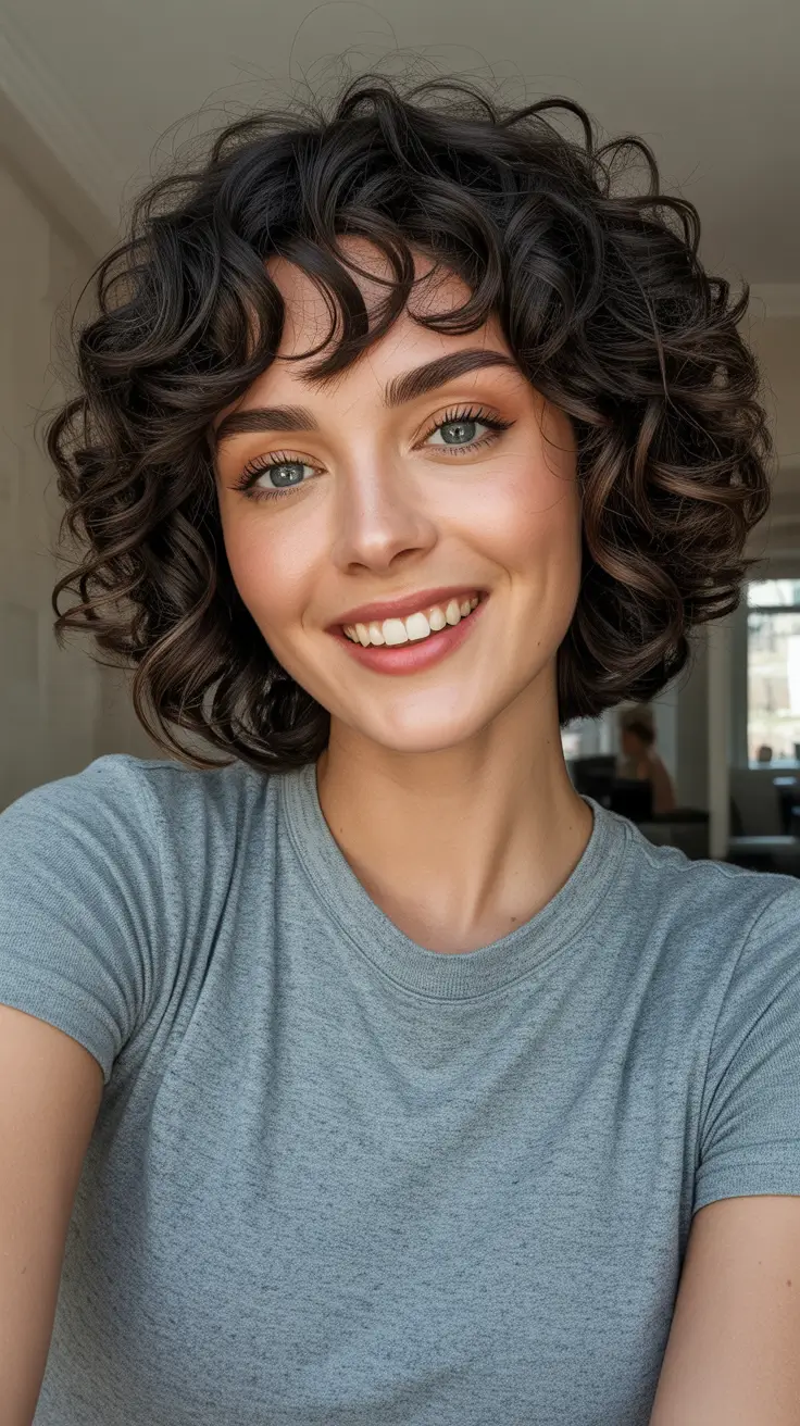 Cute bob hairstyle ideas 2026 Messy Shaggy Curly Bob With Volume