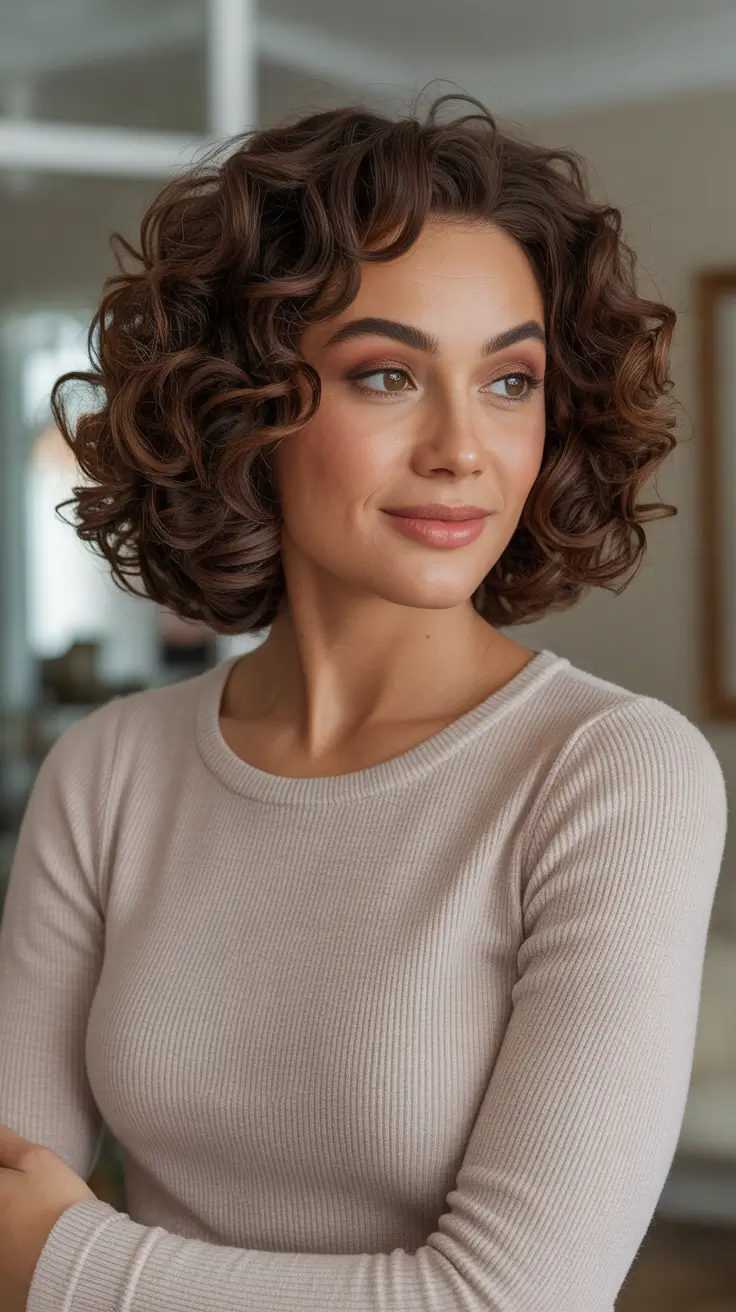 Cute bob hairstyle ideas 2026 Curly Voluminous Bob With Soft Definition