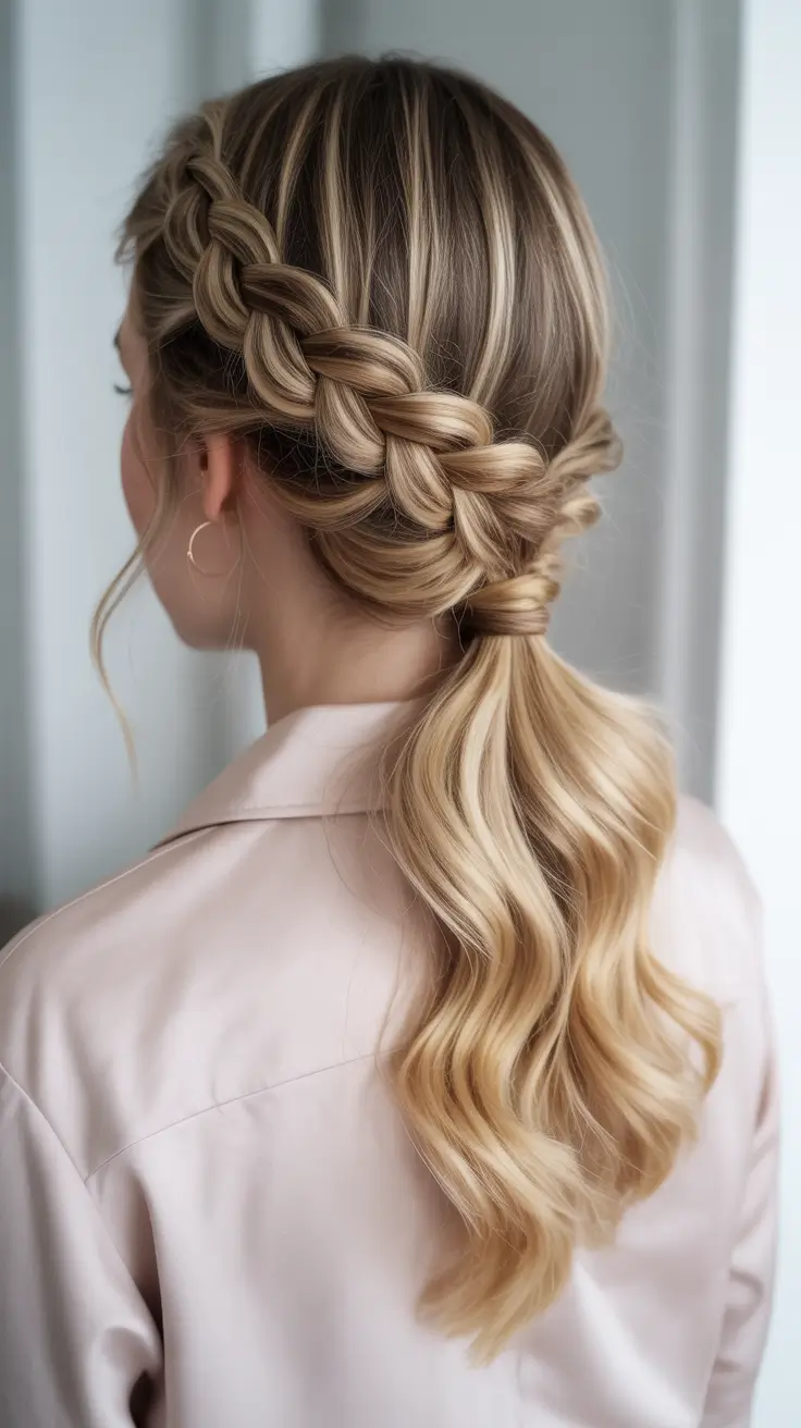 Stylish Braid Styles 2026 - Side Braid Into Wavy Wrapped Ponytail