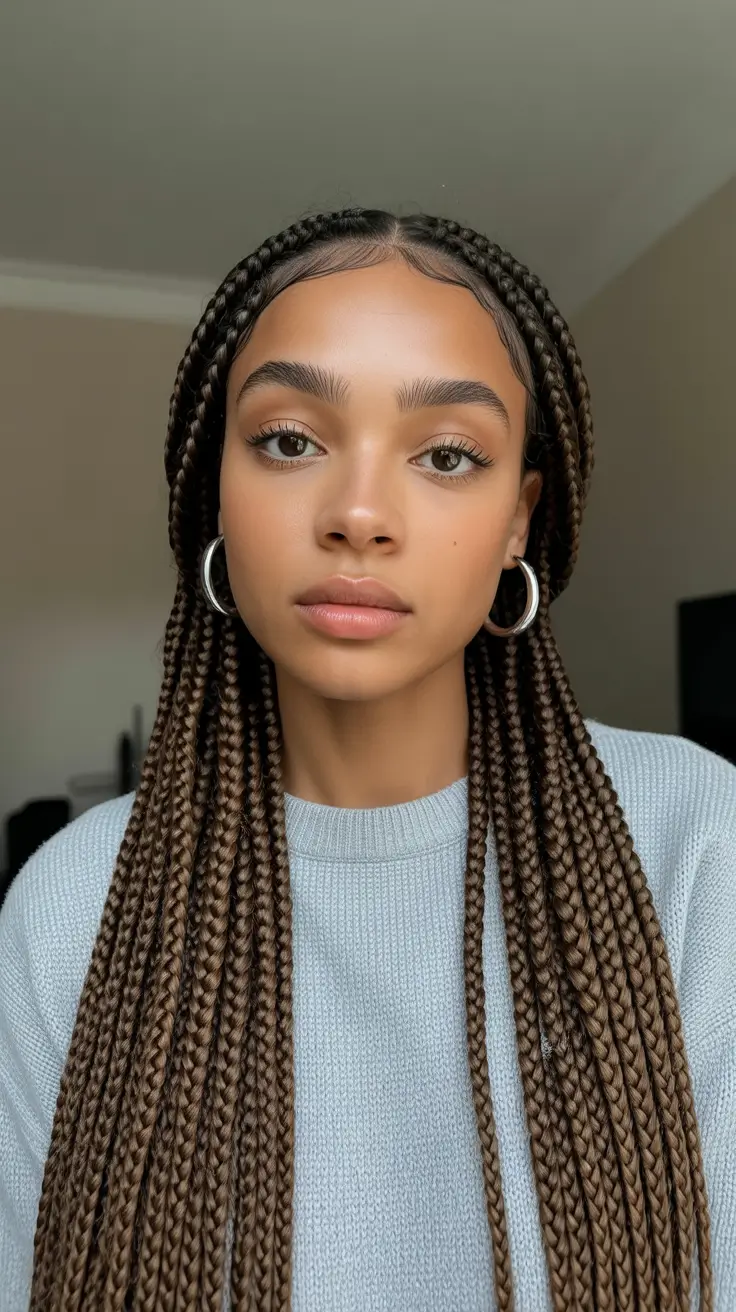 Stylish Braid Styles 2026 - Long Knotless Box Braids In Warm Honey Brown