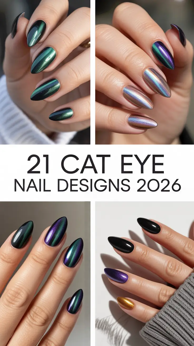 Cat Eye Nail Designs 2026 – Trendy Cat Eye Nails Blue, French & Short