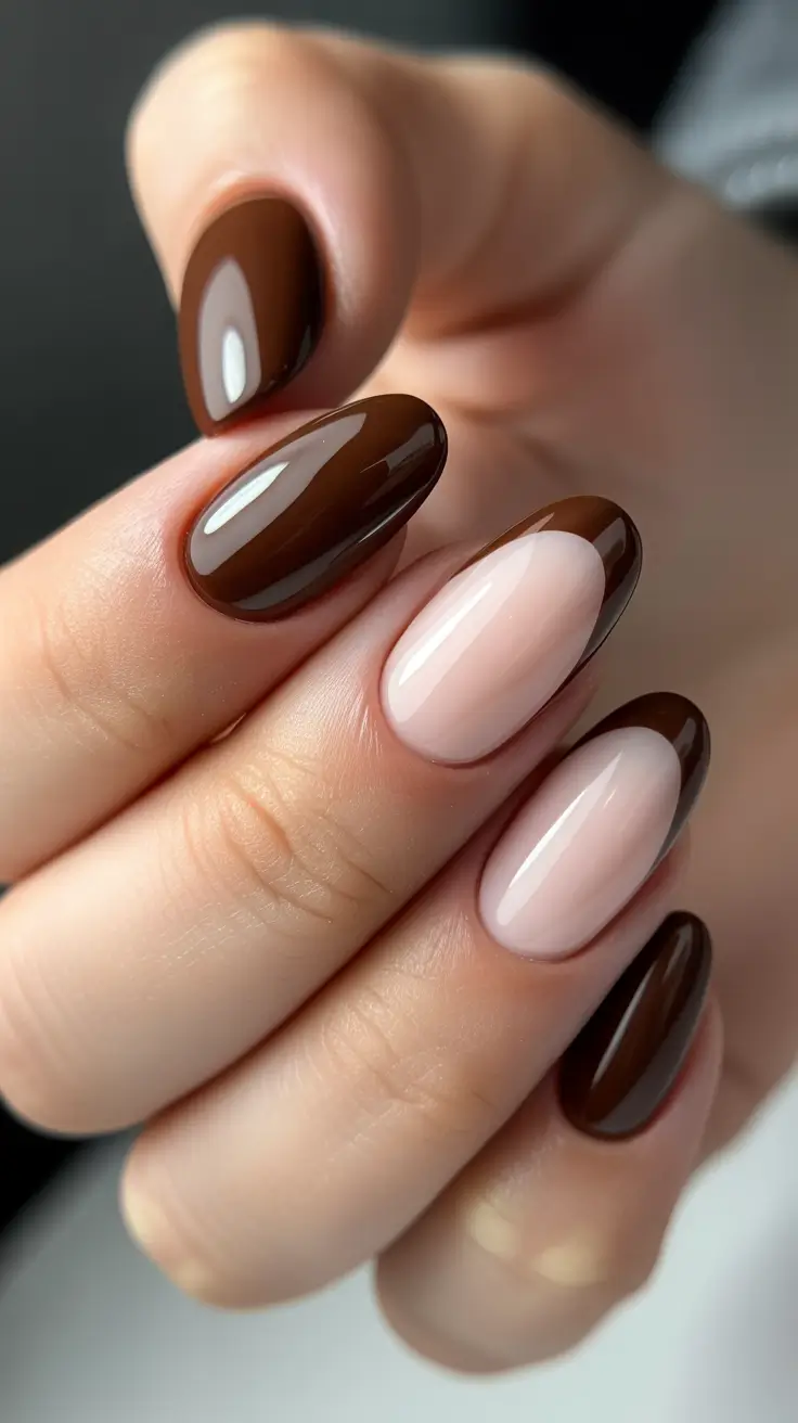 classy nails trend 2026 Chocolate Glaze With Barely There Blush Contrast