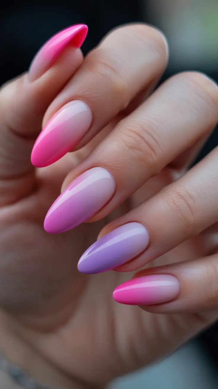classy nails trend 2026 Velvet Ombre In Pink And Lilac
