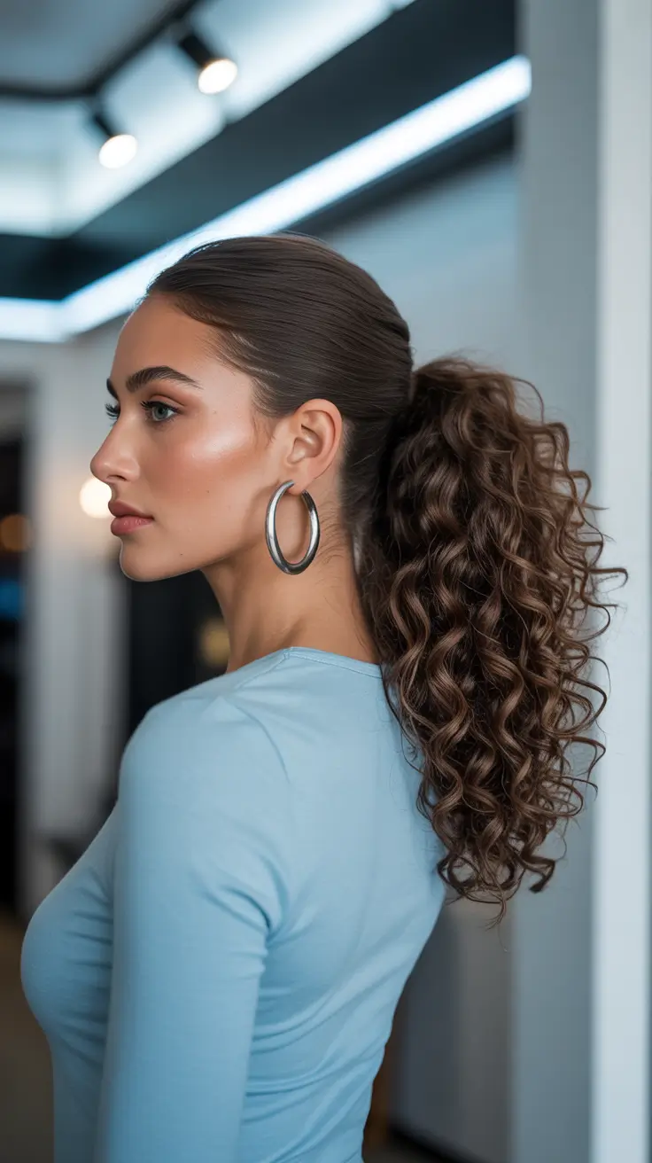 Curly hair inspiration 2026 Sleek Curly Power Ponytail