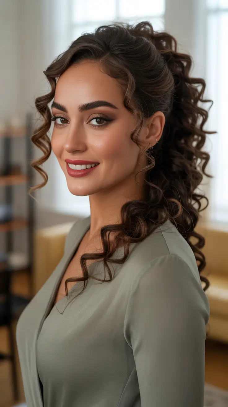 Curly hair inspiration 2026 Curly Faux Pony For Polished Evenings