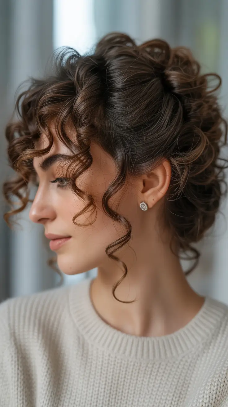 Curly hair inspiration 2026 Soft Romantic Curly Updo