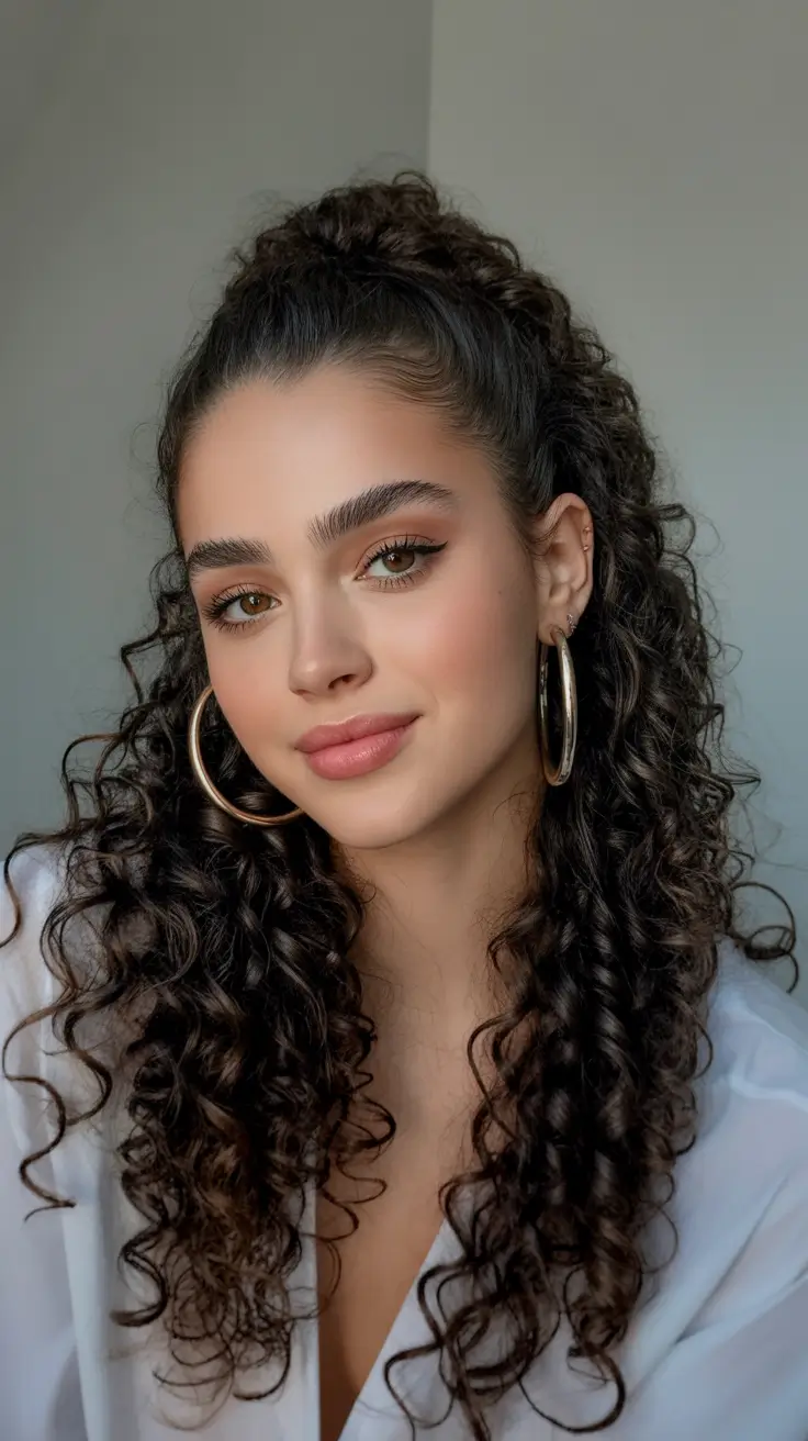 Curly Hair Inspiration 2026 - Half Up Party Curls With High Volume