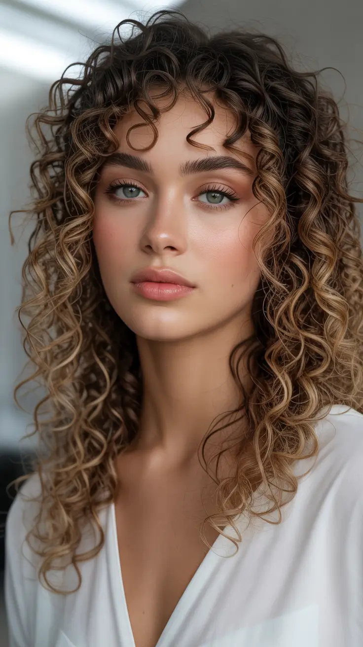 Curly hair inspiration 2026 Golden Curly Lob With Airy Volume