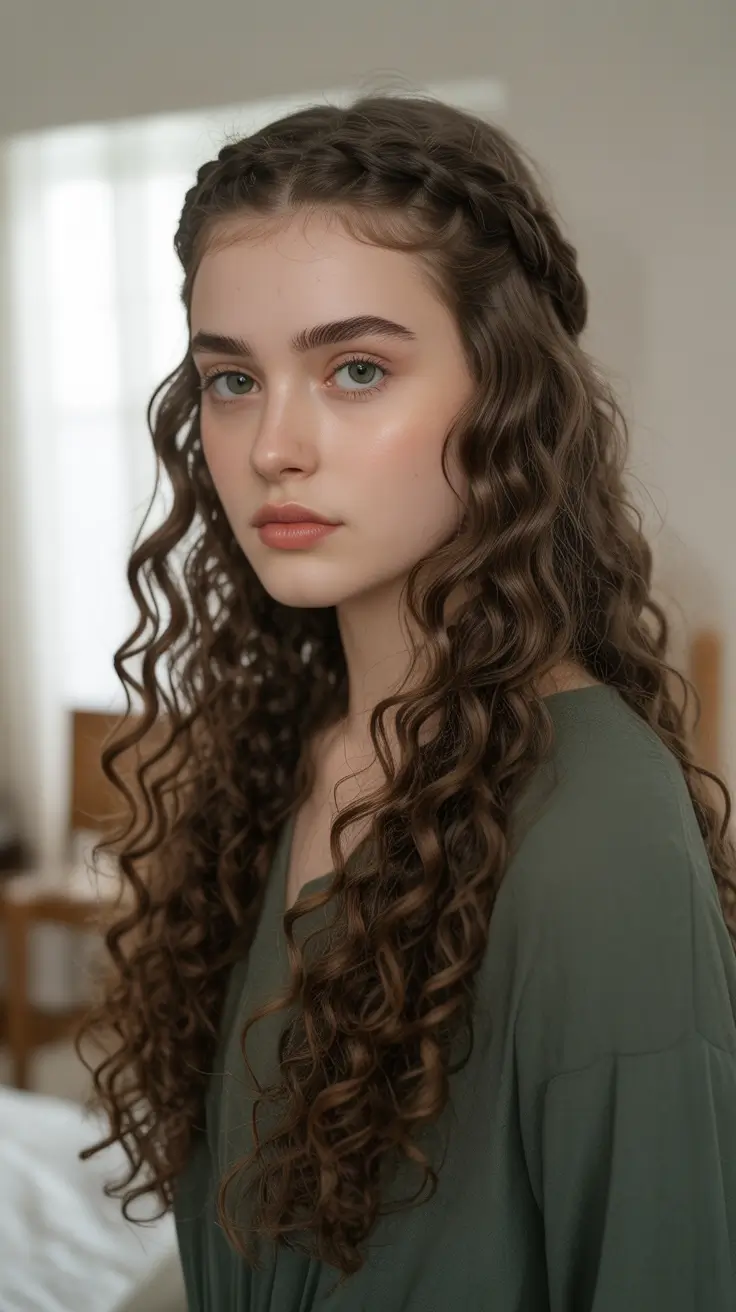 Curly Hair Inspiration 2026 - Romantic Long Curls With Braided Crown
