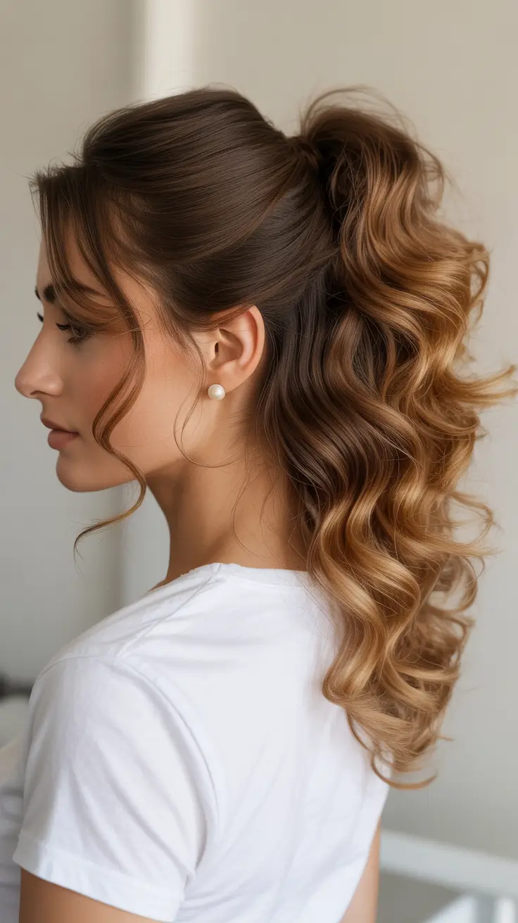 Cute hairstyle inspiration 2026 - High Wavy Ponytail With Soft Face Framing