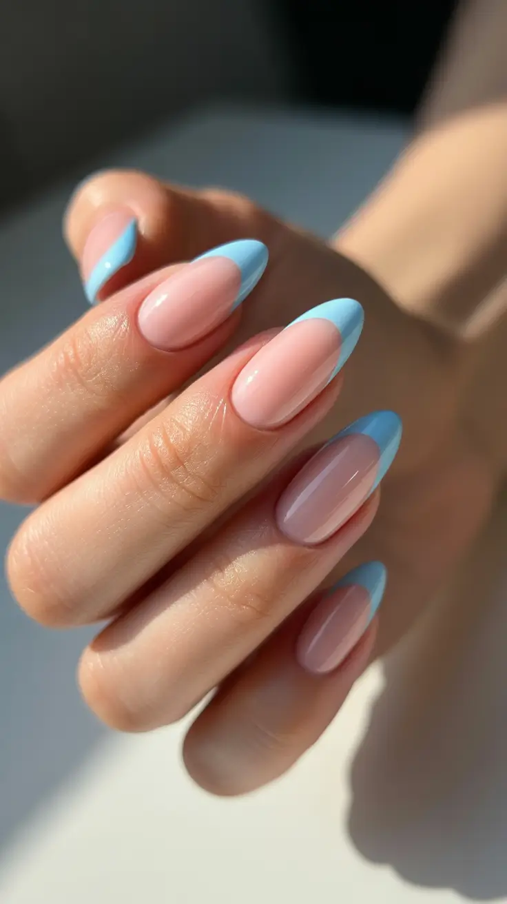 cute nails ideas 2026 Sky Blue French Tips For Summer
