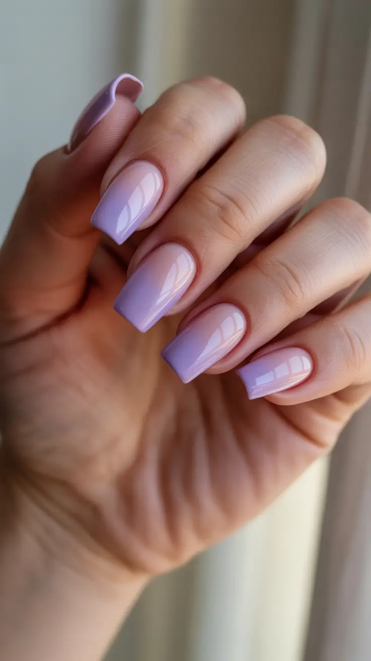 cute nails ideas 2026 Lavender Ombre Acrylic Square Set