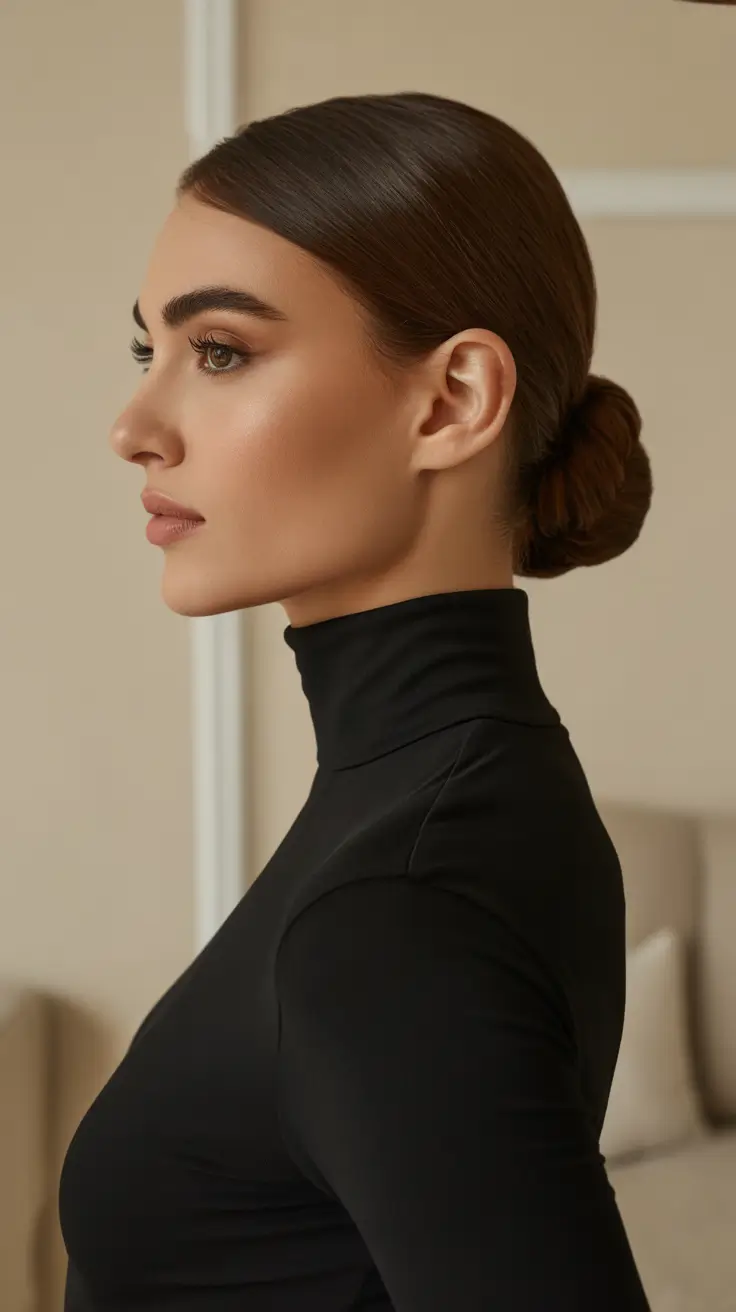 Quick and easy hairstyles 2026 Low Sleek Chignon For Minimalist Mornings