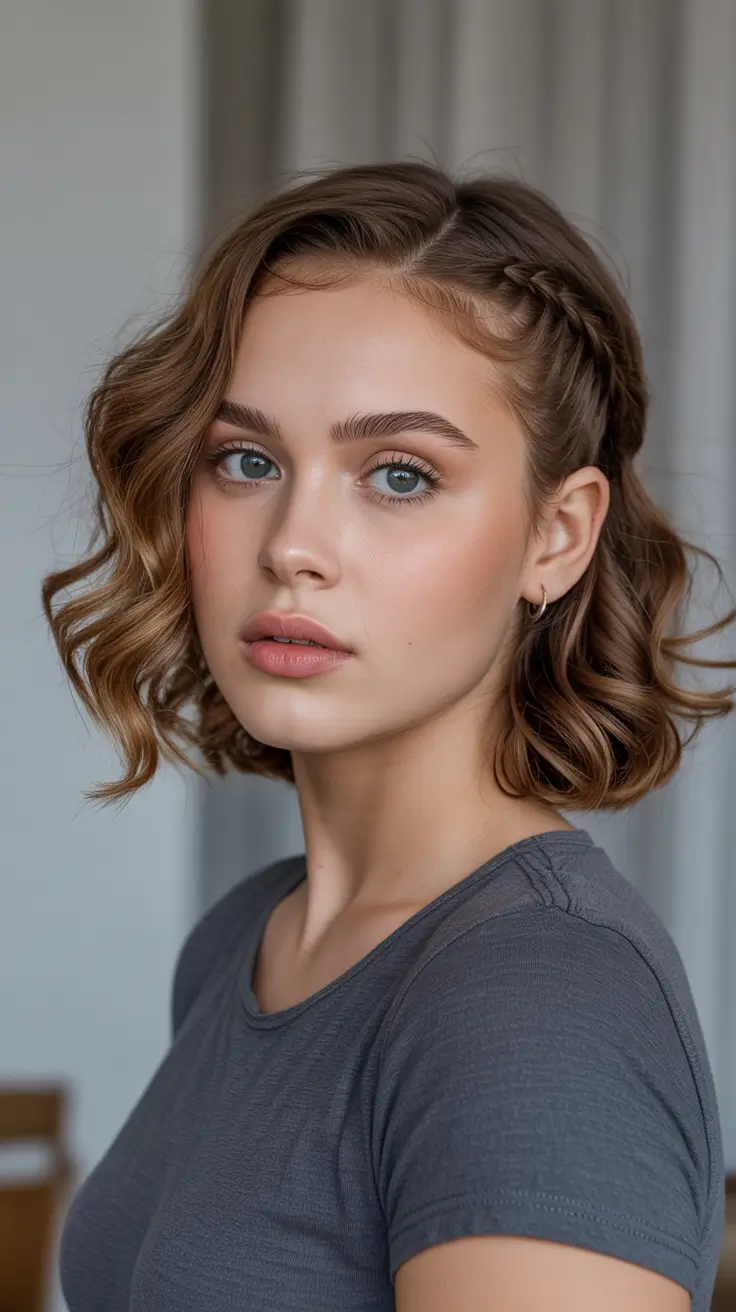 Quick and easy hairstyles 2026 Wavy Bob With Mini Side Braid