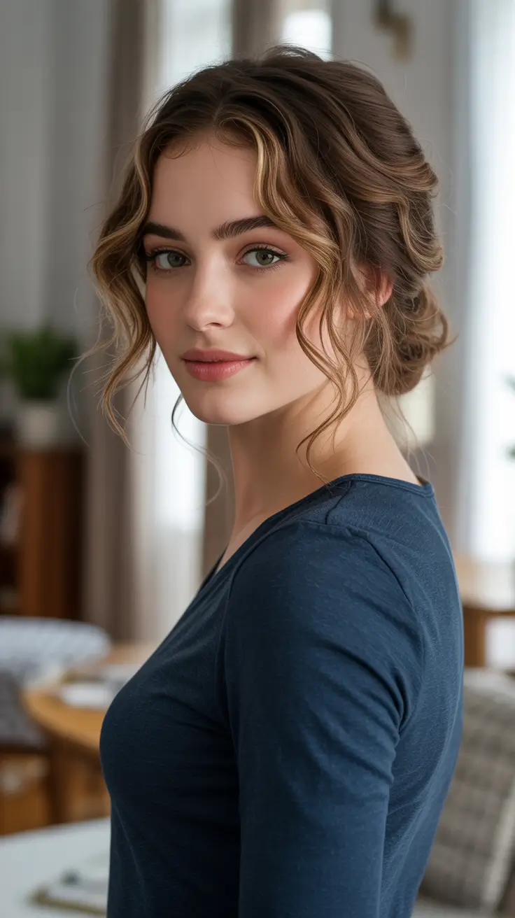 Quick and easy hairstyles 2026 Romantic Low Updo With Soft Tendrils