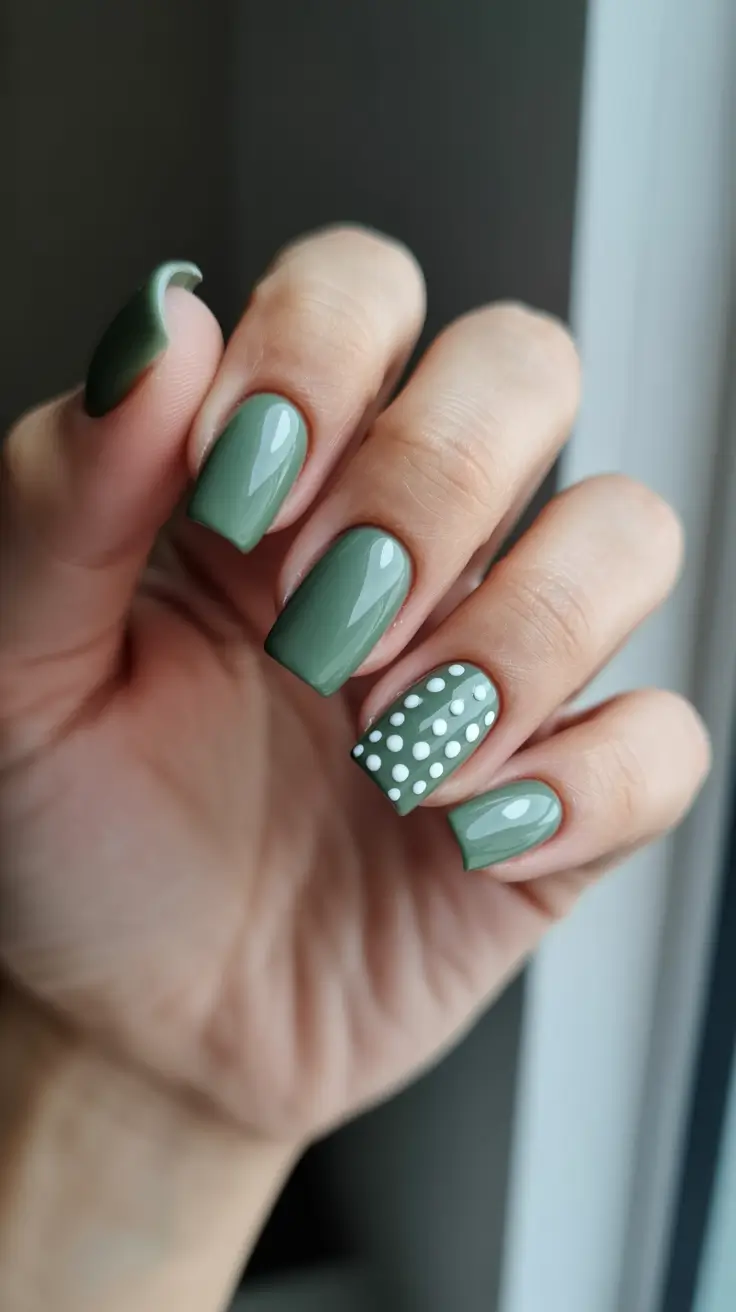 green nail designs 2026 Soft Mint Squares With Playful Dots