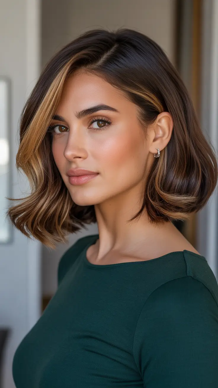 Latest Haircut Styles 2026 Polished Wavy Lob With Face Framing Highlights
