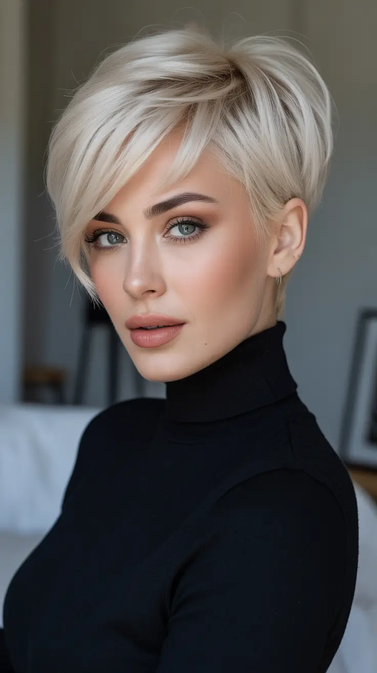 Latest haircut styles 2026 - Icy Platinum Power Pixie
