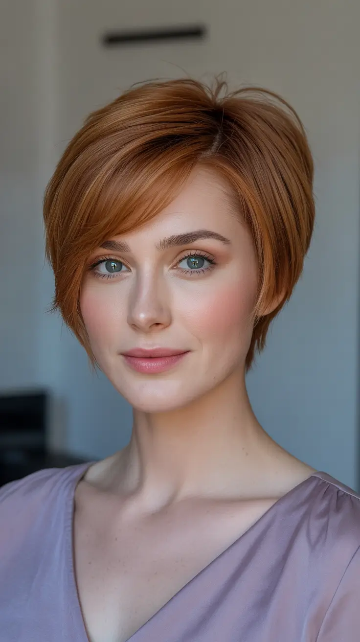 Latest haircut styles 2026 - Coppery Soft Pixie Bob Glow Up