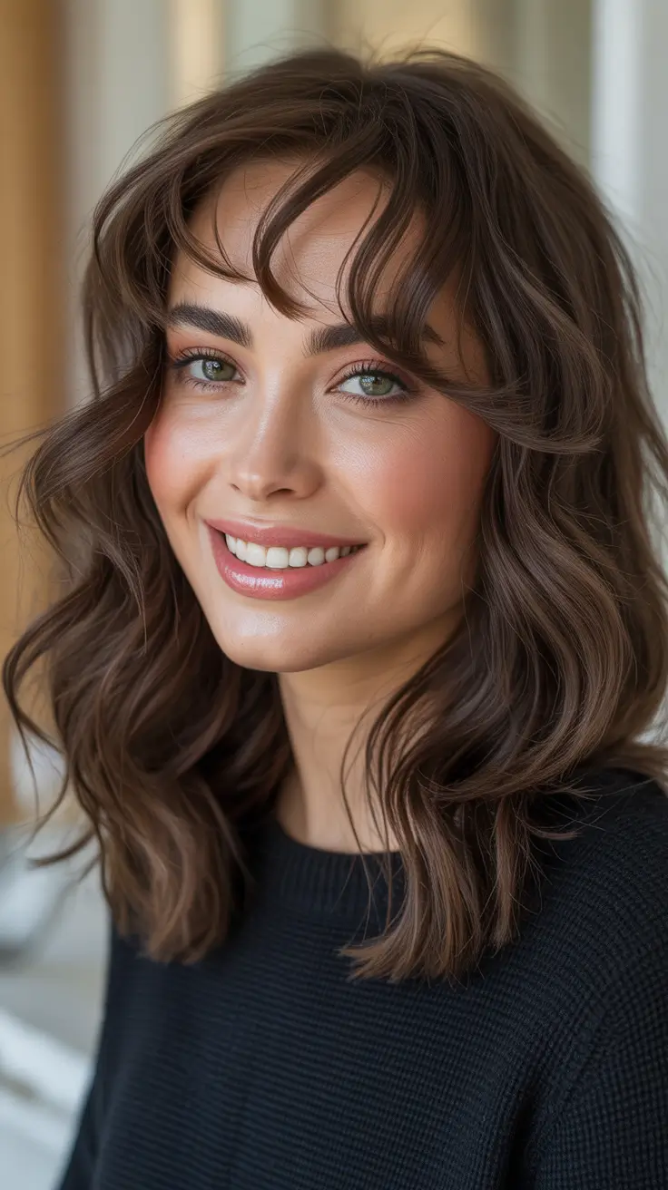 Latest Haircut Styles 2026 Choppy Medium Waves With Wispy Fringe