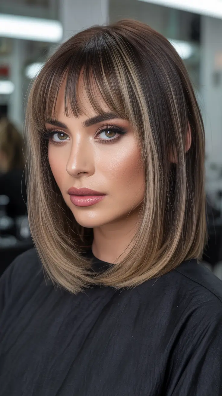 Latest haircut styles 2026 - Contour Bob With Sleek Fringe And Face Lights