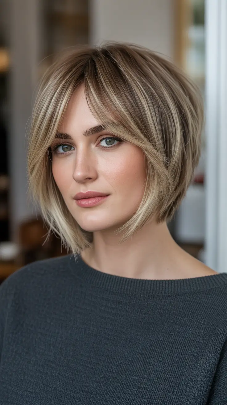 Latest Haircut Styles 2026 Airy Layered Blonde Bob With Soft Bangs