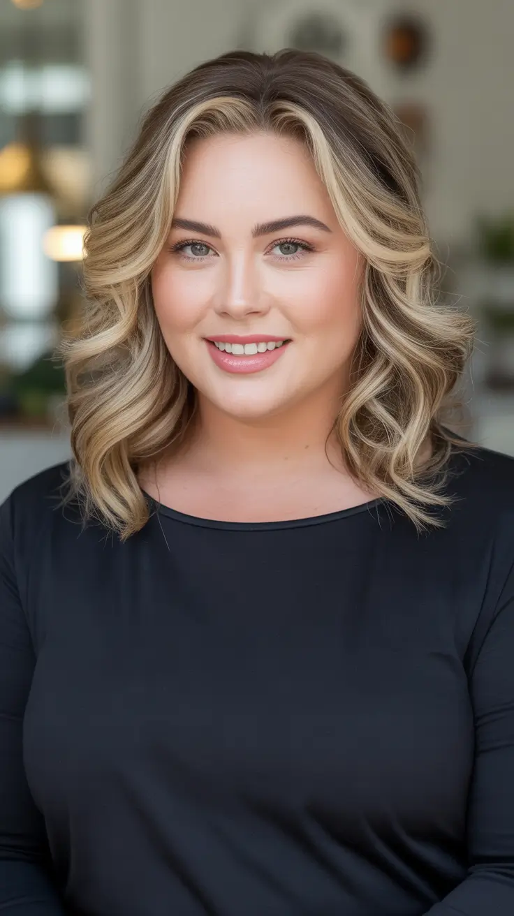 Slimming haircuts for chubby faces 2026 Glow Up Long Bob With Face Framing Highlights