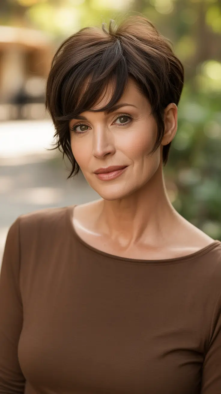 Trendy haircuts for women over 50 - 2026 - Textured Outdoor Pixie Shag