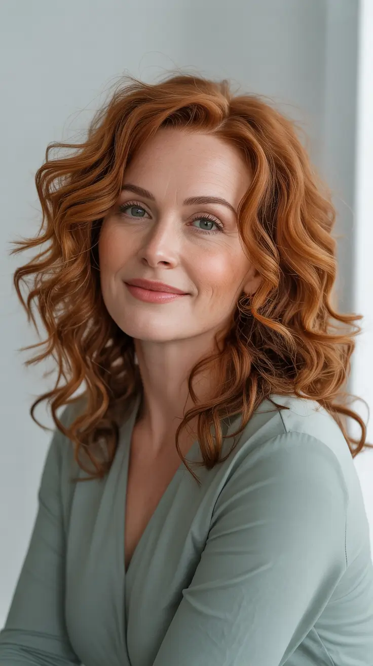 Trendy haircuts for women over 50 - 2026 - Soft Copper Curls With Playful Movement